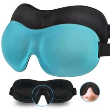 Sleep Mask 2 Pack, Invisible Alar Deep Orbit 3D Eye Mask Ultra Lightweight &