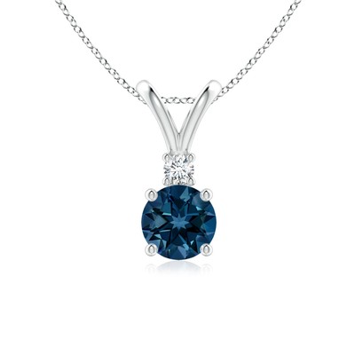 ANGARA 0,99ct London Blautopas Anhänger Halskette mit Diamant in Sterlingsilber
