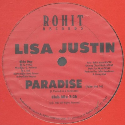 Lisa Justin - Paradise (Take Me To) - 12''