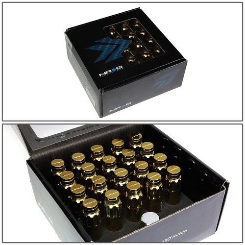 20X NRG GOLD M12X1.25 STEEL CLOSE END SPLINE DRIVE LUG NUTS W/DUST CAP COVER+KEY - Picture 5 of 5