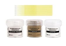 Embossing Powder Bundle - Ranger Gold, Silver and White Embossing Powder Plus