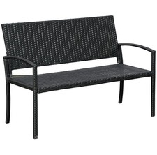 Garden Bench Patio Rattan 2 Seater Love Seat Garden Armchair Black