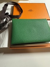 New In Box Hermes Calvi Evercolor card holder wallet 2 Tone Green Pink Unique