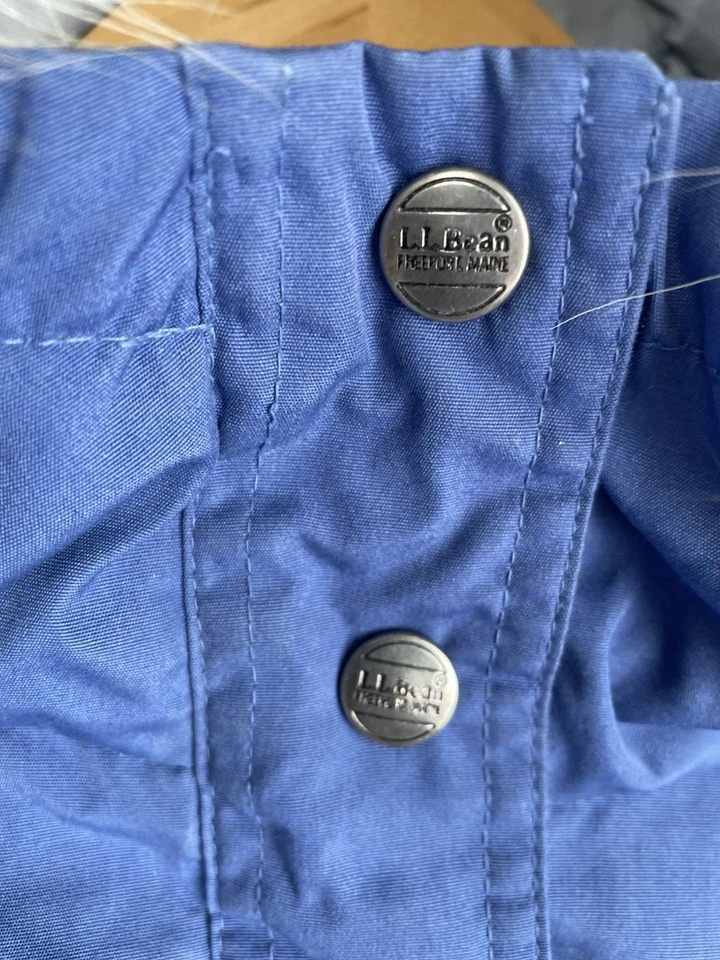 VTG L.L. Bean Parka Jacket Womens L Blue Goose Down Coyote Trim Hooded SEE FLAWS - Image 3 of 4