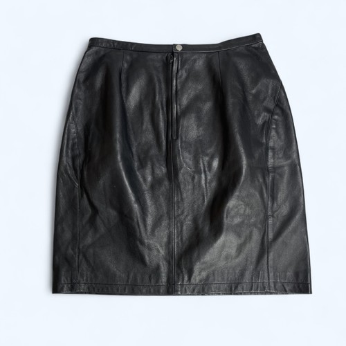 FABRIZIO CORSI Designer Luxury Italian Skirt 100% Genuine Leather UK 12 US 8 - Picture 3 of 13