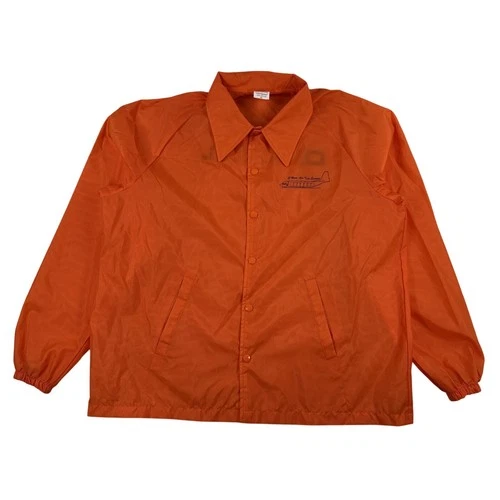 Vintage O'Hare Air Taxi Service Windbreaker Jacket Men's XL Orange Airplane - product listing photo
