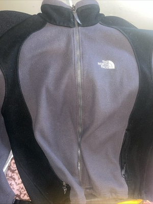 #ad The North Face Full Zip Fleece Jacket Black Grey Outdoor Hiking L $35.00