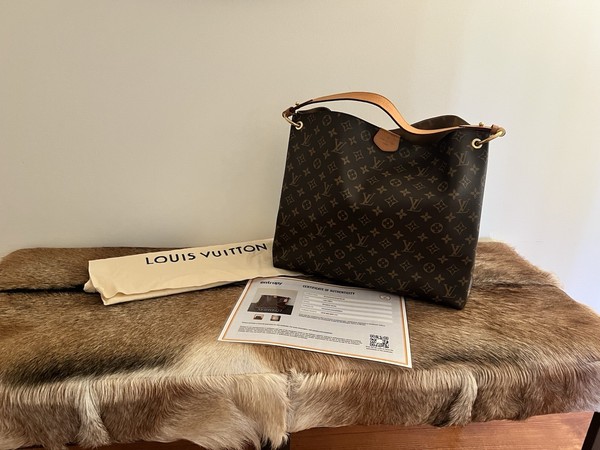Louis Vuitton Graceful PM Monogram Coated Canvas Hobo Bag Gold HW Dust Bag