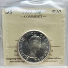 1959 CANADA SILVER 50 CENT - ICCS CERTIFIED MS63 - QN ELIZABETH II HALF DOLLAR