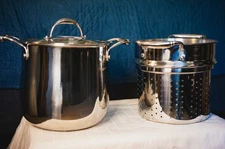 Princess House "Signature" Stainless Steel 8 Qt Stockpot w/ Steamer Basket & Lid
