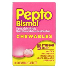 Pepto Bismol 30 Chewable Tablets, Nausea, Heartburn, Indigestion, Upset Stomach