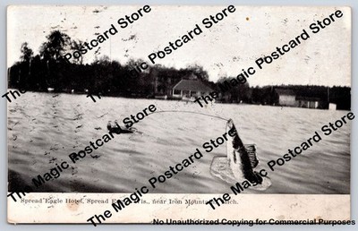 Spread Eagle Wisconsin ~ Antique Fishing Fantasy Exaggeration Iron Mountain MI