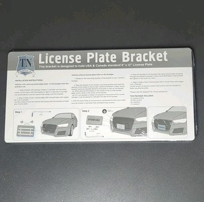 License Plate Bracket Kit TN Trunknets Inc Front Bumper Universal for USA Canada