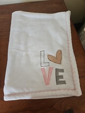 Lambs  Ivy Signature LOVE Heart Baby Blanket Pink White Plush Soft 2021