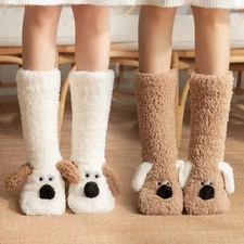 Cute Dog Indoor Coral Fleece Floor Socks Warmth Socks Essential Home Clothing