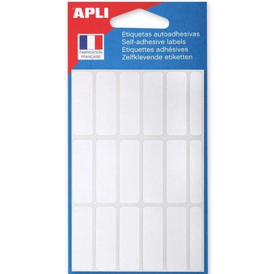 APLI Pack of 105 White Labels 12 x 38mm Sticky Rectangular Self Adhesive Labels