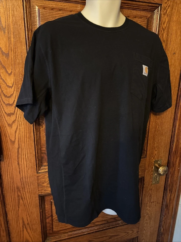 CAMISETA Carhartt Force Negra Calce Relajado Ropa de Trabajo Cuello Redondo, Para Hombre Grande Alta Foto 4 de 4