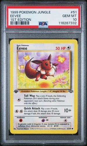1999 POKEMON JUNGLE 1ST EDITION #51 EEVEE PSA 10