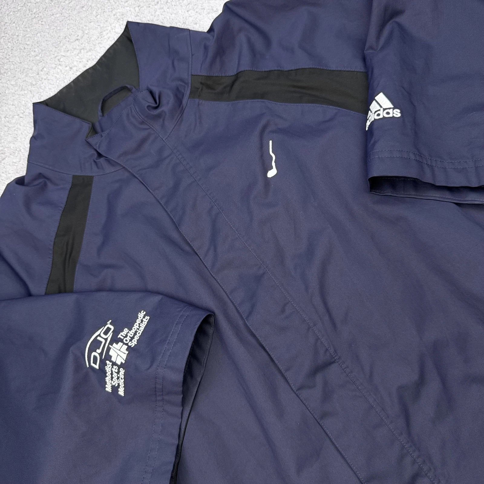 Adidas Golf Jacket Mens XL Navy Black ClimaProof Storm Crooked Stick Windbreaker