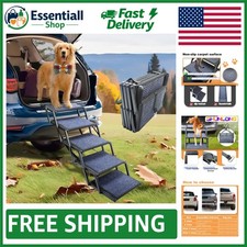 Sturdy 5-Step Dog Stairs for SUVs  Trucks, Anti-Slip Rug Surface Included