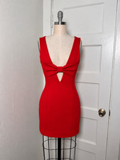 ZARA brand new, Deep V neckline Cocktail dress, Red bodycon mini dress with bow
