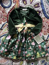 Bonnie Jean Green 2pc Christmas Nutcracker Dress Velvet Jacket Toddlers Sz 2T