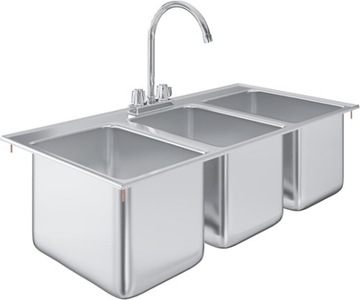 #ad Stainless Steel Drop Sink 3 Compartment Drop in Sink 10quot; x 14quot; x 10quot; w Faucet $399.95