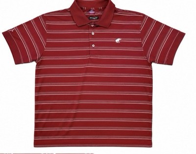 Mens EUC Tuskwear Alabama Crimson Tide Bama Elephant Red Striped Golf Polo *L