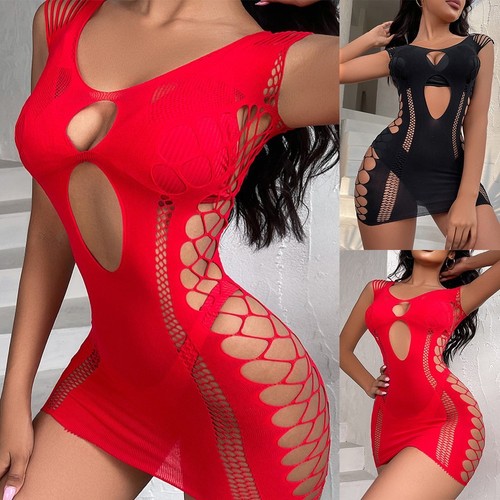 Brand New Women Fishnet Dress Dress See Through Sexy Sheer High Elastic - Picture 3 of 21