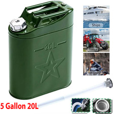 5 Gallon 20L Gasoline Army Green Jerry Can Military Metal Steel Tank Backup USA