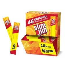 Slim Jim Smoked Meat Sticks, Original Flavor, 6g Protein Per Serving, Snack Size