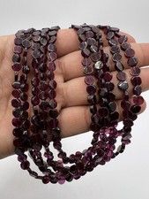 Natural Deep Red Garnet Flat Coin Beads Strand- For Jewelry Making