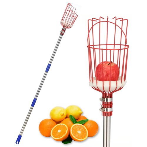Fruit Picker, 13 FT Fruit Picker Pole with Large Basket, Length Adjustable Ga...
