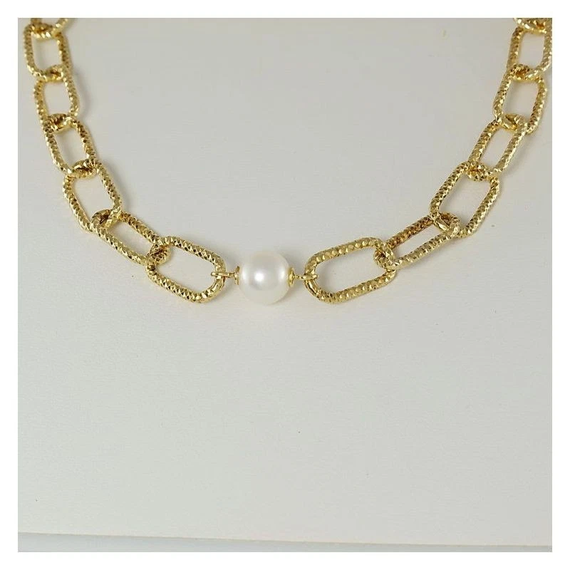 Girocollo MILUNA, con perla centrale, argento 925 rodiato oro giallo - Immagine 2 di 2