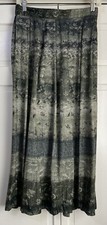 Vintage Koret Green Floral Midi Skirt - 1990s Cottagecore Women's Size 10