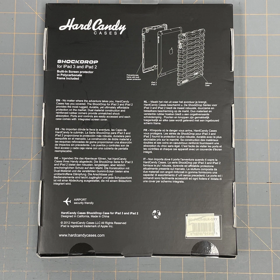 Hard Candy Shock Drop Case for iPad 3 and iPad 2 Black Silicone NEW - Image 2 of 4