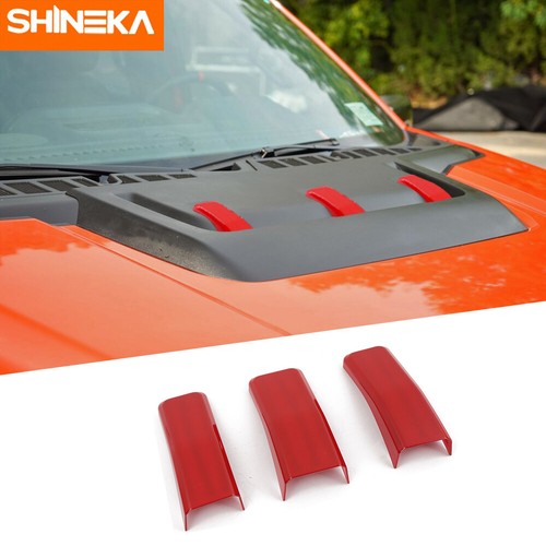 3pcs Red Engine Hood Scoop Cover Trim Decoration Stickers For Ford F150 2021-24