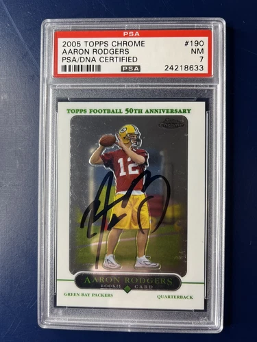2005 Topps Chrome Aaron Rodgers  Signed Rookie Card PSA/DNA 7 #190 RC Auto
