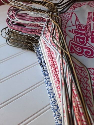 53 Assorted WIRE SHIRT HANGERS From Dry Cleaner  Lot Used Multiple Sizes Colors - Picture 4 of 6