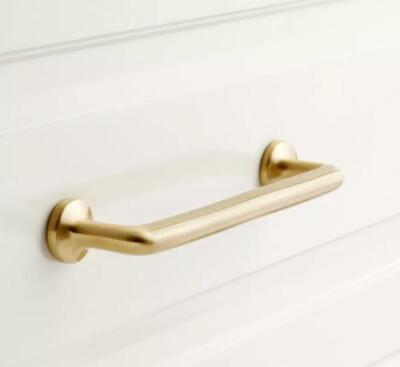 Signature Hardware Belfast Solid Brass Cabinet Pull, Satin Brass 2-Pack, 12''