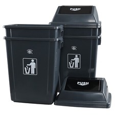 4 Packs 18 Gallon Large Commercial Trash Can, Plastic Tall Garbage Can Outdoor