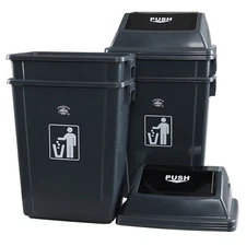 4 Packs 18 Gallon Large Commercial Trash Can, Plastic Tall Garbage Can Outdoor