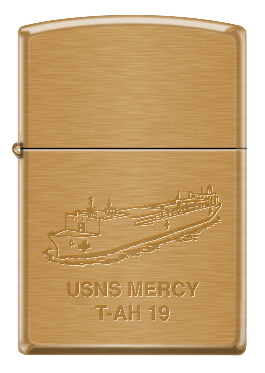 USNS Mercy (T-AH-19) Hospital Ship  Zippo MIB  Brushed Brass