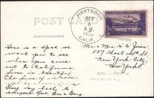 U.S., 1938. Humboldt Co. Calif Postal History, Hartsook (2930) - N.Y.