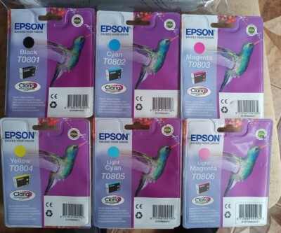 6x Original Epson: T0801 T0802 T0803 T0804 T0805 T0806 Druckerpatronen  -  T0807