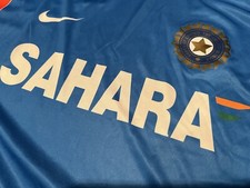 Nike Mens Size Large L Dri Fit Blue Sahara Cricket Team Jersey Shirt India
