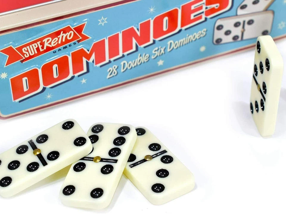 Dominoes Double 6 Club Pub Dot Game Play Set 28 Double Six Tin Box - Image 3 of 4