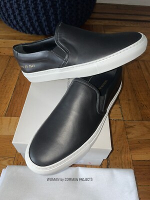 Woman By Common Projects Leather Slip On Sneakers White Sole/Black Eu 39(US9)