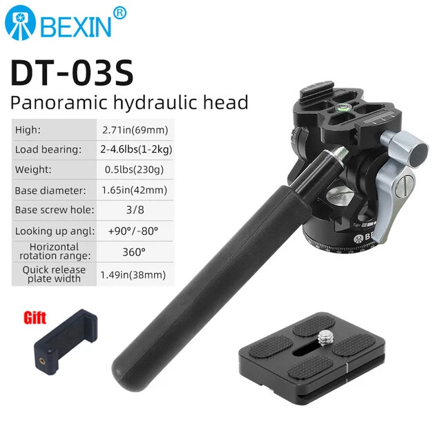 BEXIN DT-02R 02S 03R 03S Light Weight Fluid Video Head 360° Tripod Ball Head - Image 3 of 4
