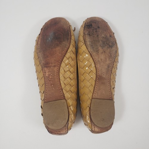 Tory Burch SIZE 9M Women's Prescott Tan Patent Leather Basket Weave Ballet Flats - Picture 7 of 11